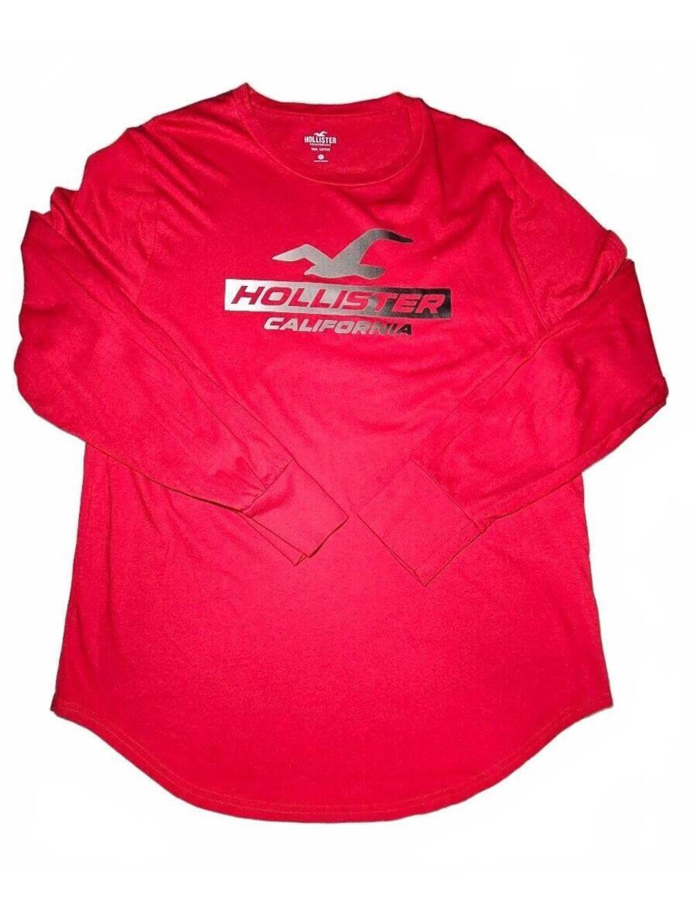 Hollister California Men XL Red Long Sleeve Logo Shirt